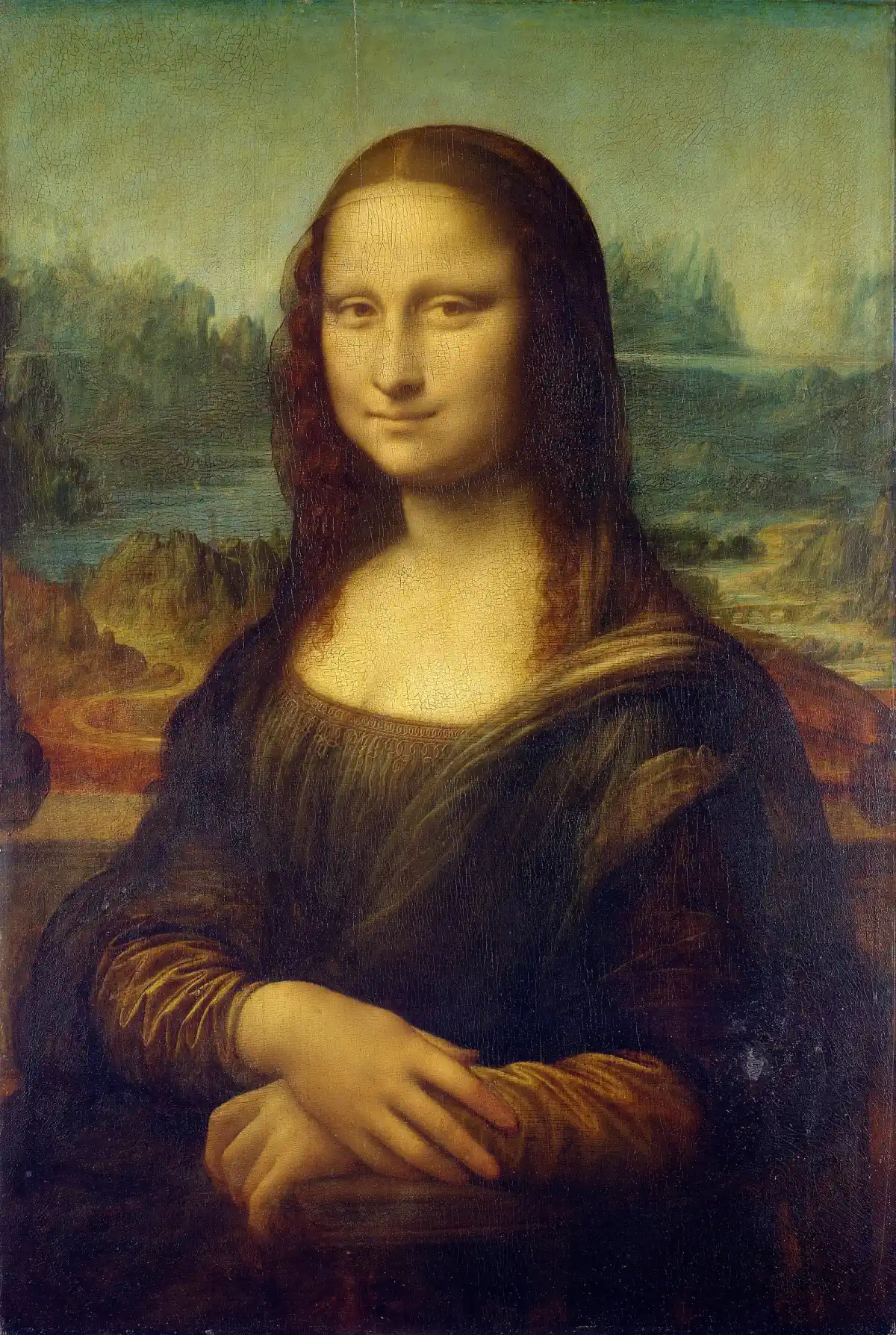 Leonardo da Vinci's Mona Lisa, c. 1503–1519 — the figure sits within compositional proportions frequently analyzed in connection with the Fibonacci sequence and golden ratio in art
